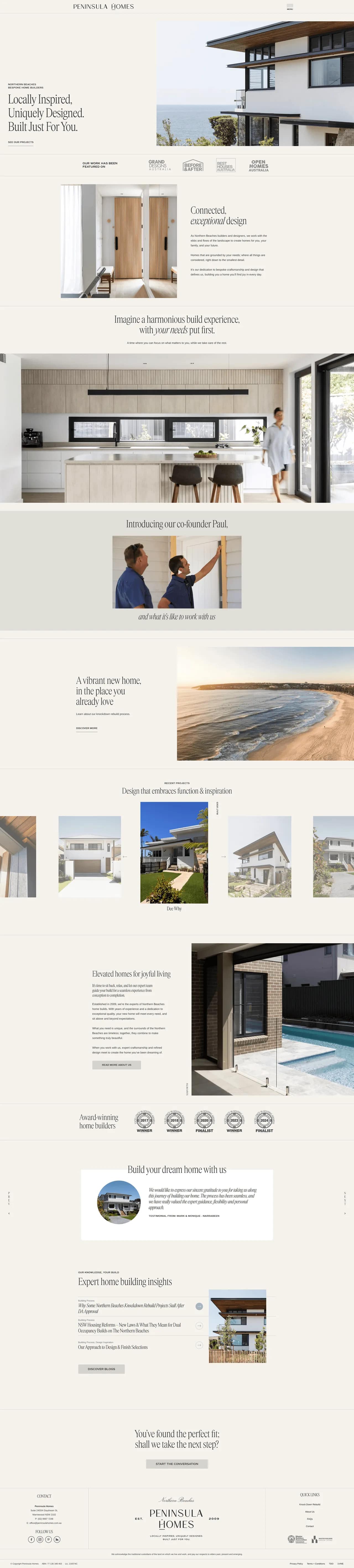Peninsula Homes website