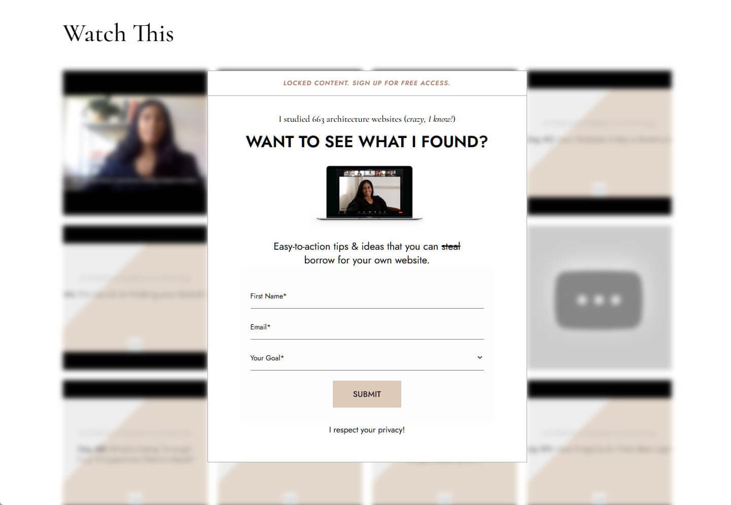"Watch This": videos gated by newsletter, not by login screenshot 1